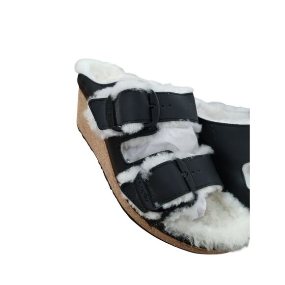 Birkenstock Women's Papillio Nora Shearling Wedge Slide Buckle Sandals size 10 - Picture 5 of 11